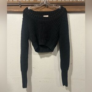 Arizona Jeans Co Black Crop Top Sweater Long Sleeve Large (1470)